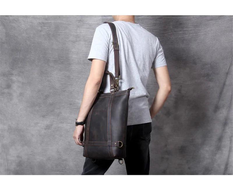 Crazy Horse Leather 3-Way Tote — Style K — Detail image 4