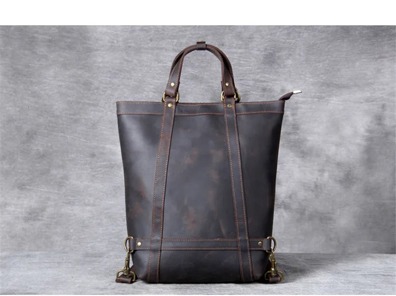Crazy Horse Leather 3-Way Tote — Style K — Detail image 8