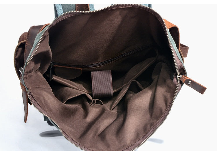 Rucksack mit Lederbesatz aus Canvas — Modell D — Detailansicht