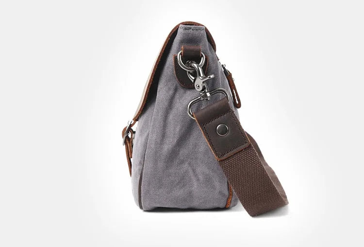 Waxed Canvas & Leather Shoulder Bag — Style D