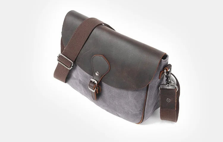 Waxed Canvas & Leather Shoulder Bag — Style D