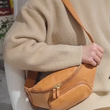 진정한 가죽 크로스 바디 백 _b