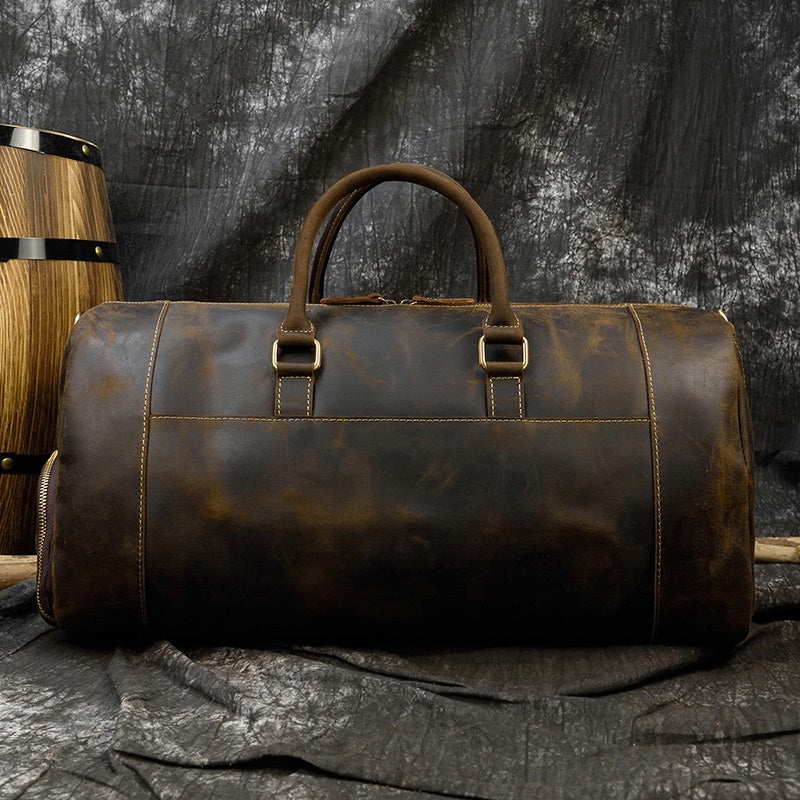 Reisetasche aus Crazy Horse-Leder — Modell P — Detailansicht