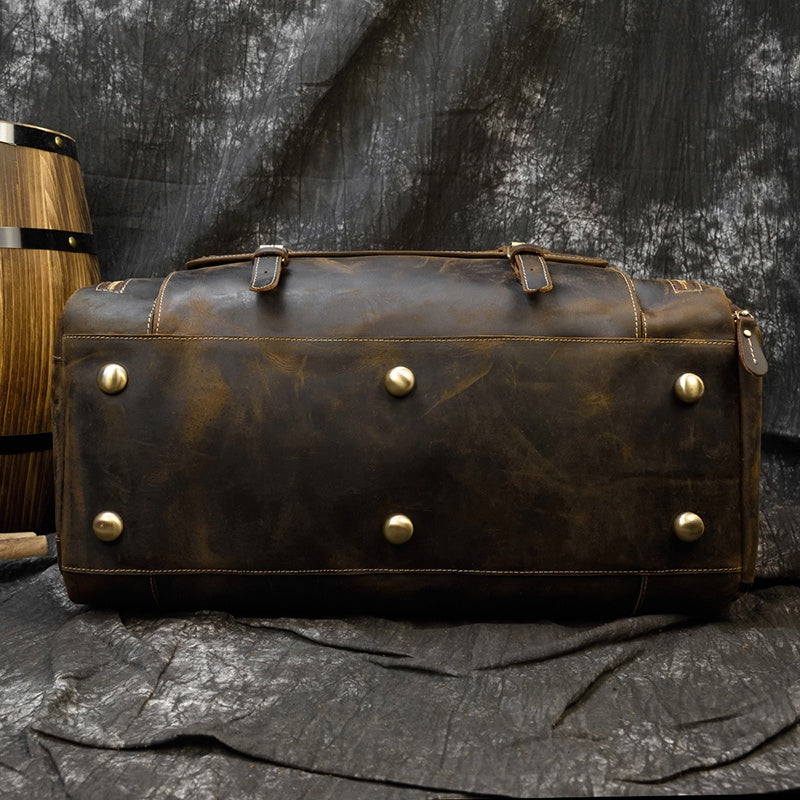 Reisetasche aus Crazy Horse-Leder — Modell P — Detailansicht
