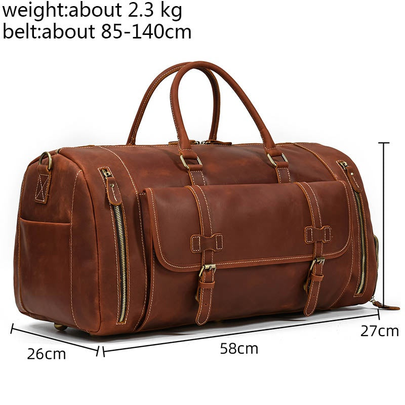Reisetasche aus Crazy Horse-Leder — Modell P — Detailansicht