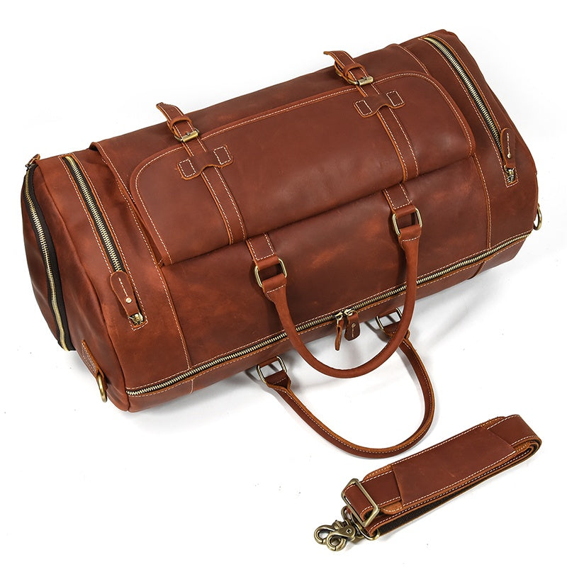Reisetasche aus Crazy Horse-Leder — Modell P — Detailansicht