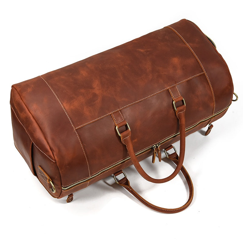 Reisetasche aus Crazy Horse-Leder — Modell P — Detailansicht