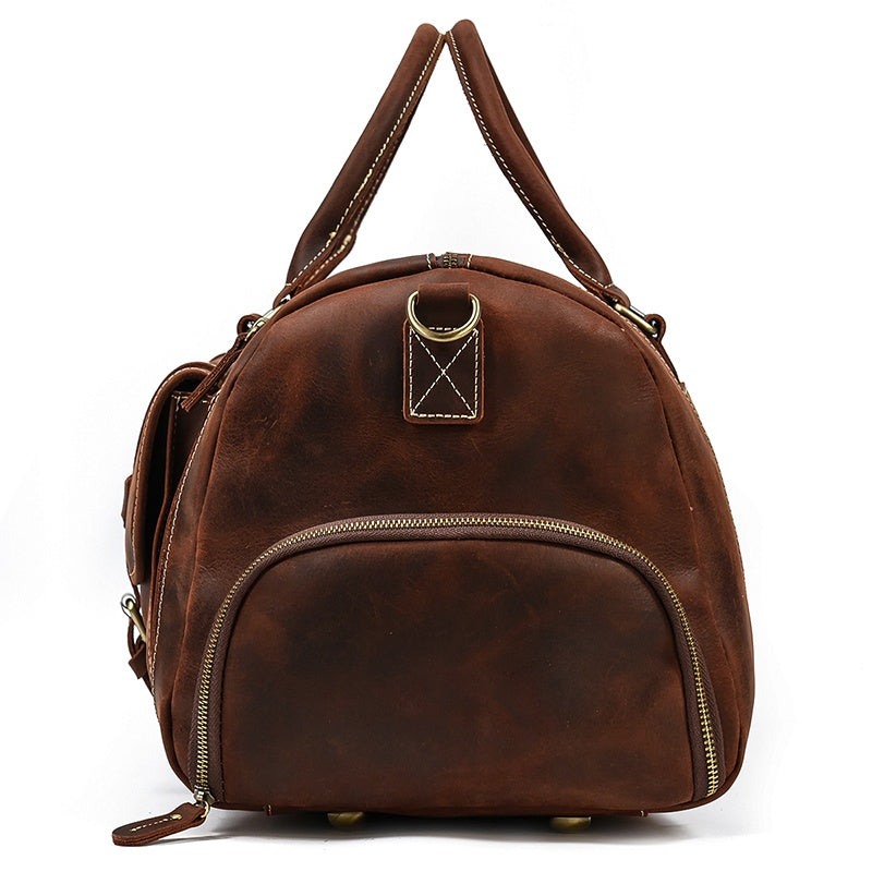 Reisetasche aus Crazy Horse-Leder — Modell P — Detailansicht