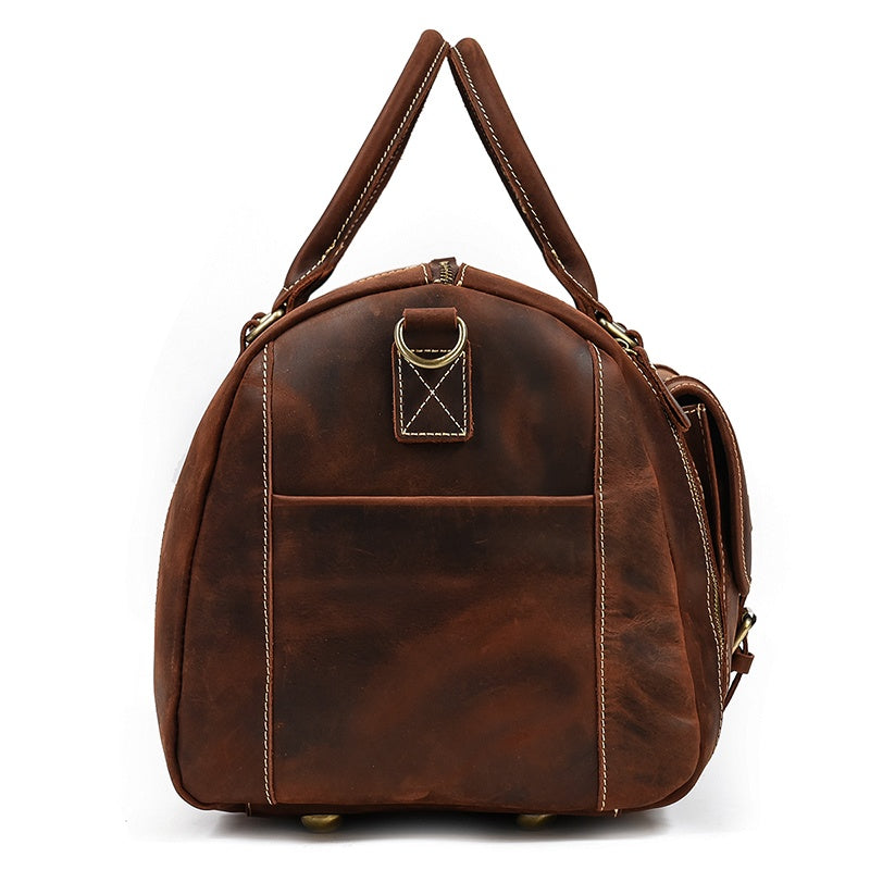 Reisetasche aus Crazy Horse-Leder — Modell P — Detailansicht