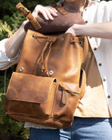 Backpack_c de cuero de caballo loco