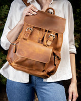 Backpack_c de cuero de caballo loco