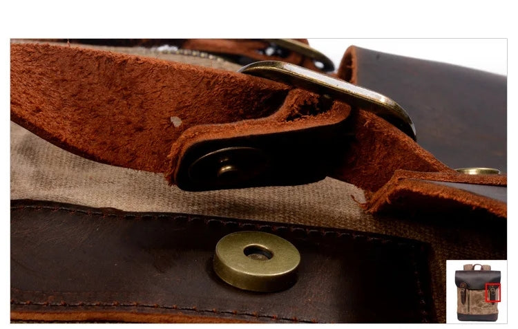 Waxed Canvas Backpack with Leather Details — Style C
