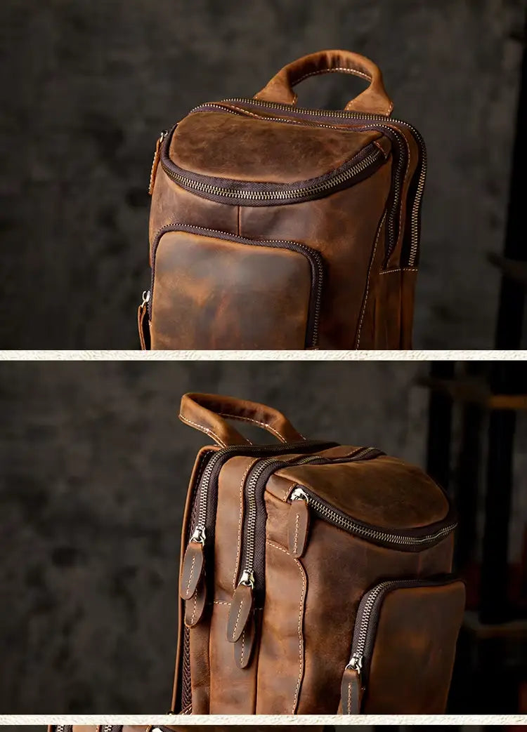 Bolsa a tiracolo em pele crazy horse — Modelo L — Imagem de detalhe