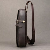 New Men's Genuine Leather Crossbody Chest Bag Retro Mad Leather Saddle Bag Outdoor Sports Shoulder Bag Casual Lea...