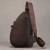 New Men's Genuine Leather Crossbody Chest Bag Retro Mad Leather Saddle Bag Outdoor Sports Shoulder Bag Casual Lea...