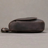 New Men's Genuine Leather Crossbody Chest Bag Retro Mad Leather Saddle Bag Outdoor Sports Shoulder Bag Casual Lea...