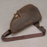 New Men's Genuine Leather Crossbody Chest Bag Retro Mad Leather Saddle Bag Outdoor Sports Shoulder Bag Casual Lea...