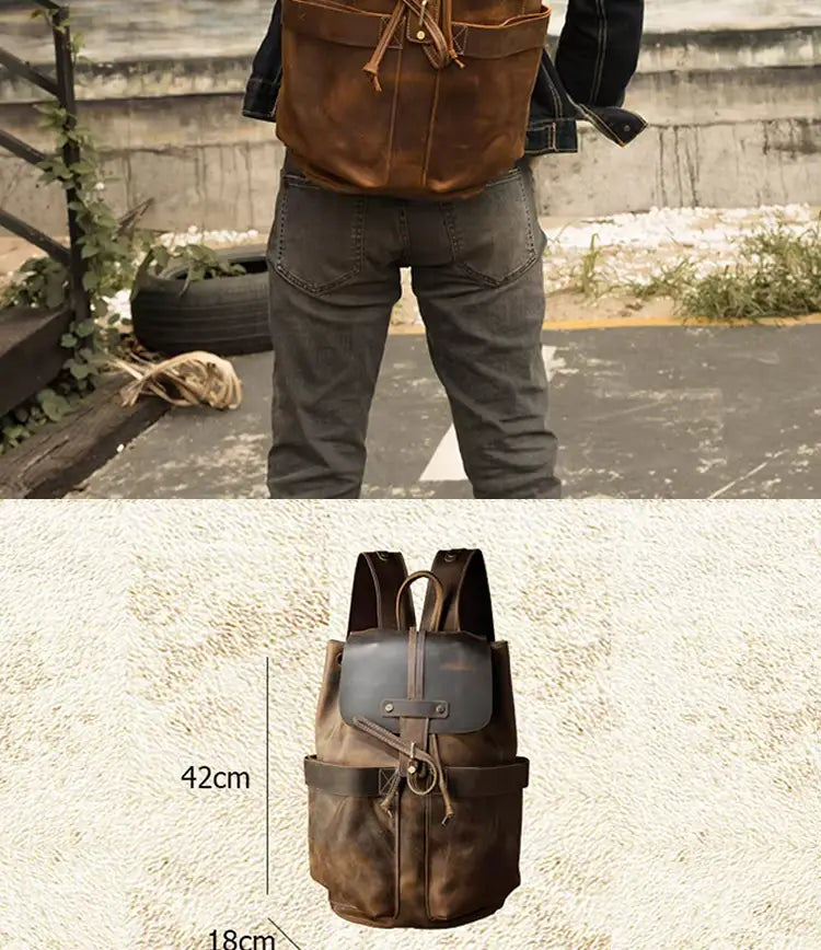Crazy Horse Leather Backpack — Style AQ