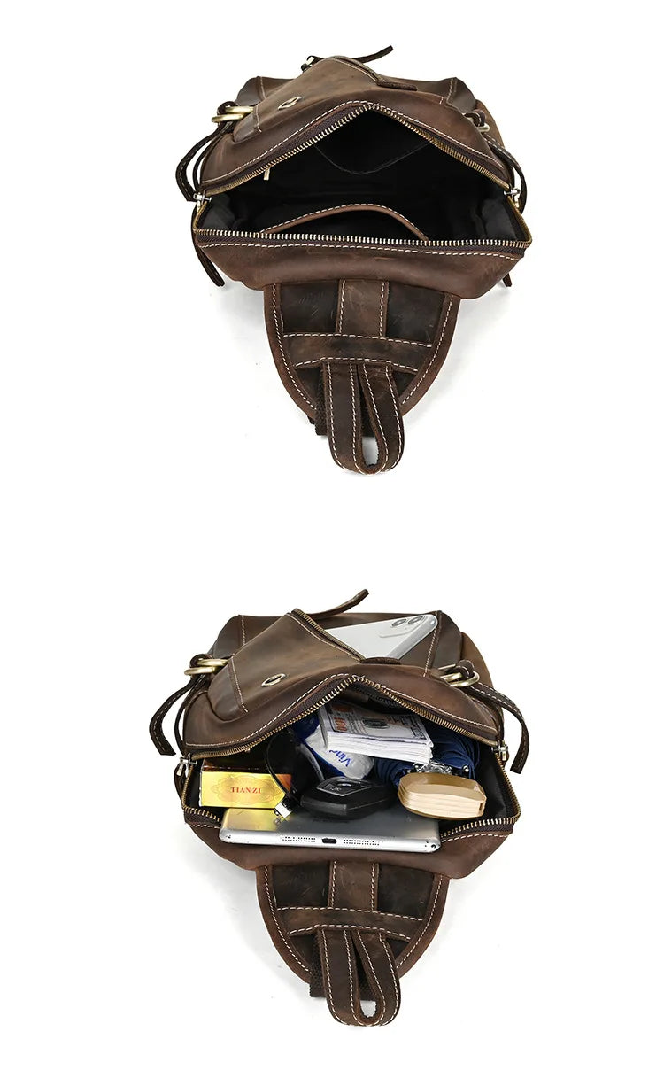 Crazy Horse Leather Crossbody Bag — Style N