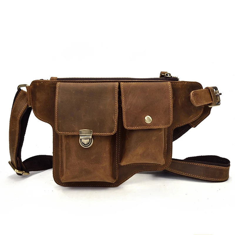 Crazy Horse Leather Waist Bag — Style F