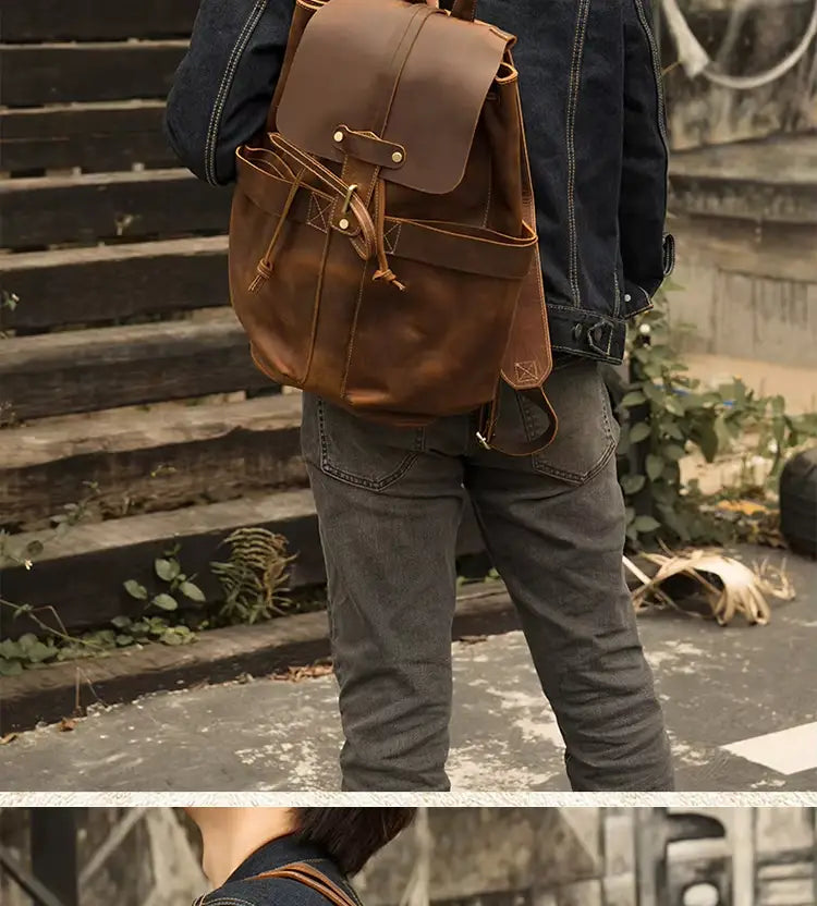 Crazy Horse Leather Backpack — Style AQ