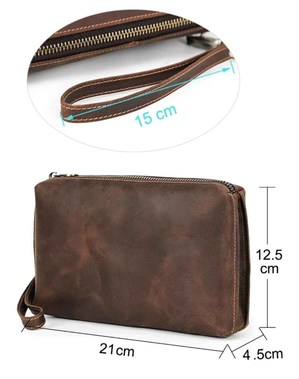 Crazy Horse Leather Clutch — Style A