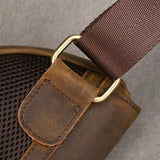 New Men's Genuine Leather Crossbody Chest Bag Retro Mad Leather Saddle Bag Outdoor Sports Shoulder Bag Casual Lea...