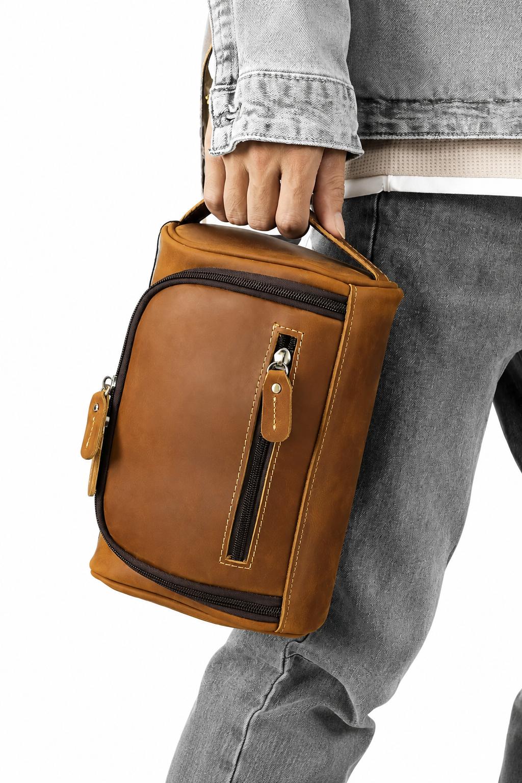 Neceser de viaje de cuero crazy horse — Modelo A — Imagen de detalle 3