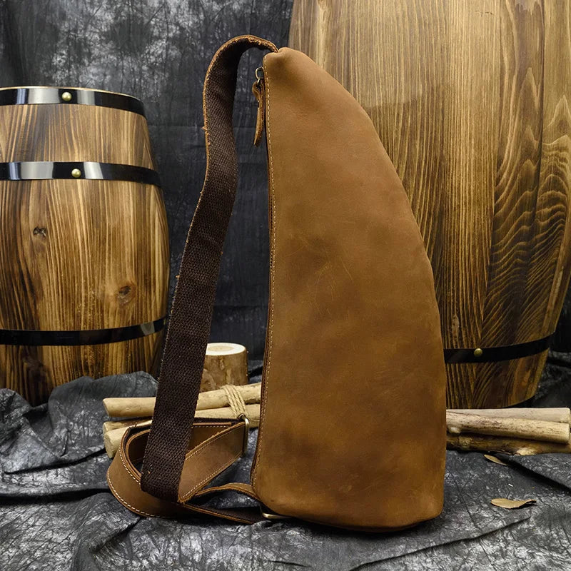 Crazy Horse Leather Crossbody Bag — Style C