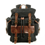 Crazy Horse Leather Waterproof Canvas Backpack_I