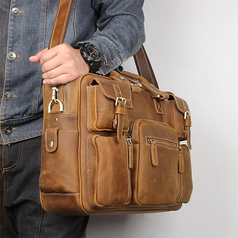 Crazy Horse Leather Shoulder Bag_D