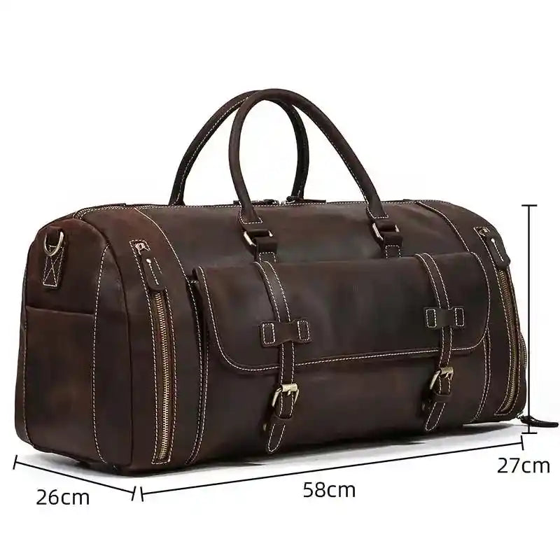 Reisetasche aus Crazy Horse-Leder — Modell P — Größenangaben; 58cm