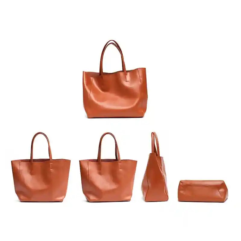 Tote-Bag mit herausnehmbarer Innentasche aus Rindsleder — Modell B