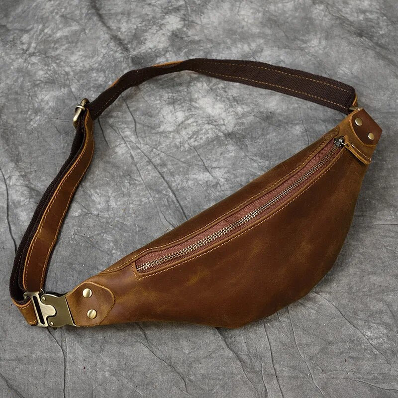 Bolsa para cinto em pele crazy horse — Modelo A