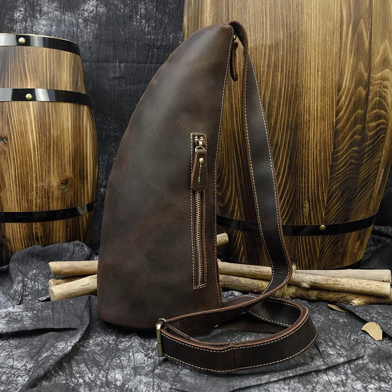 Crazy Horse Leather Crossbody Bag — Style C