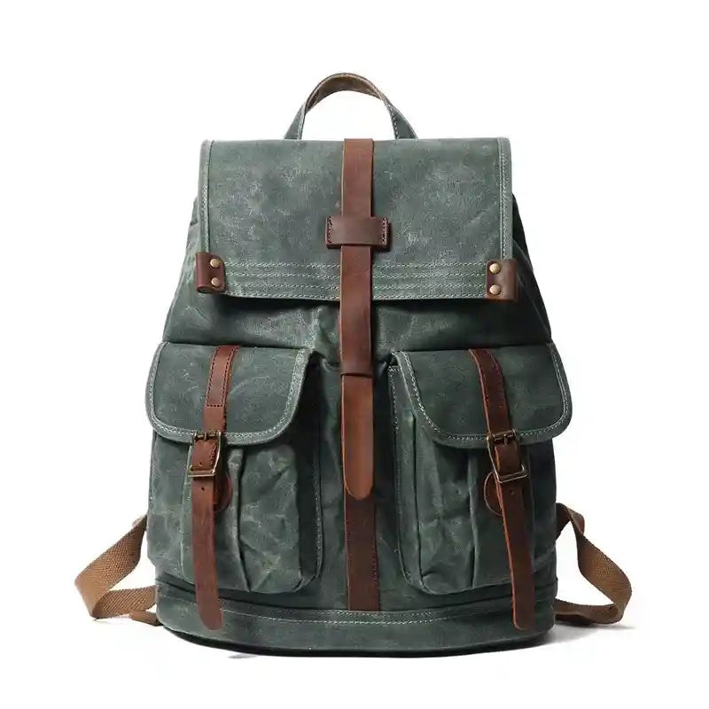 Rucksack aus gewachstem Canvas und Leder — Modell B