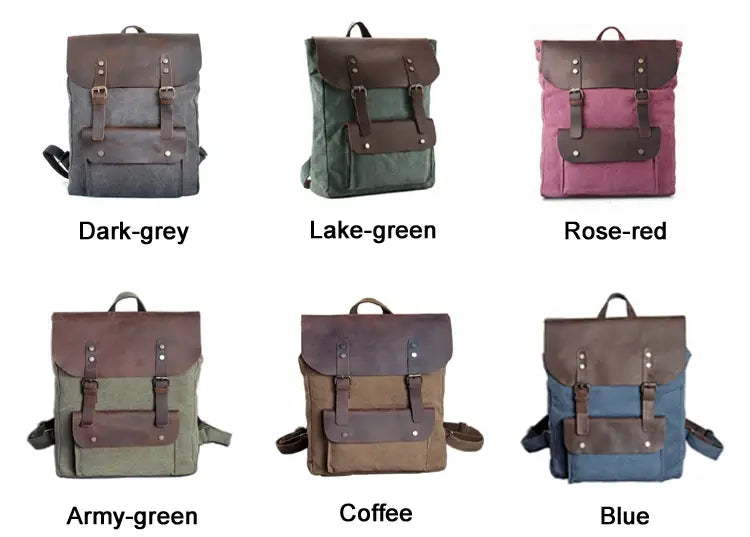 Canvas Backpack with Leather Details — Style B