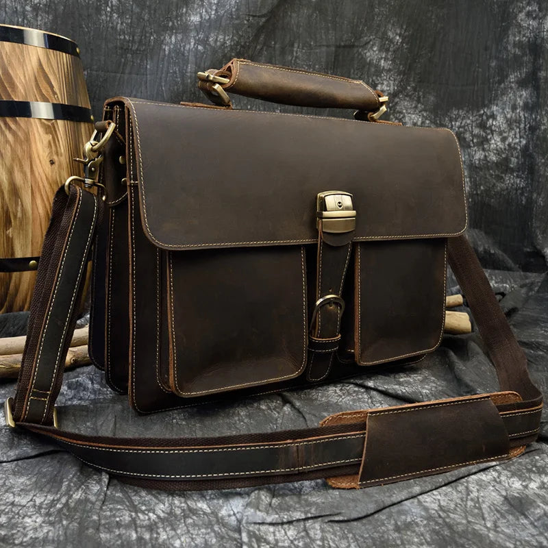 Crazy Horse Leather Briefcase/Business Bag_V