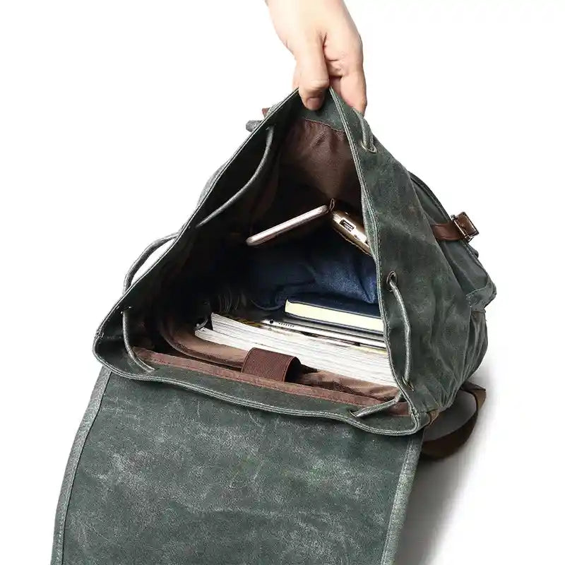 Rucksack aus gewachstem Canvas und Leder — Modell B