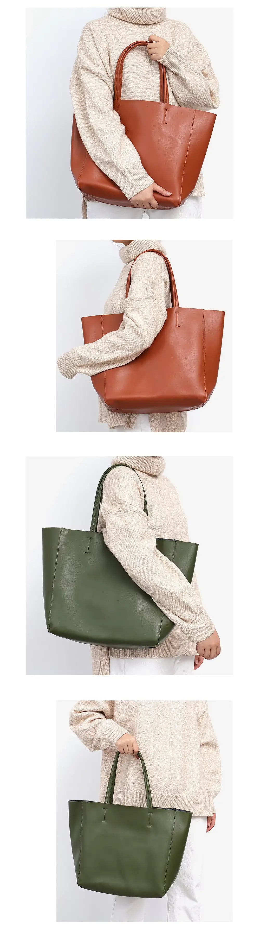 Tote-Bag mit herausnehmbarer Innentasche aus Rindsleder — Modell B