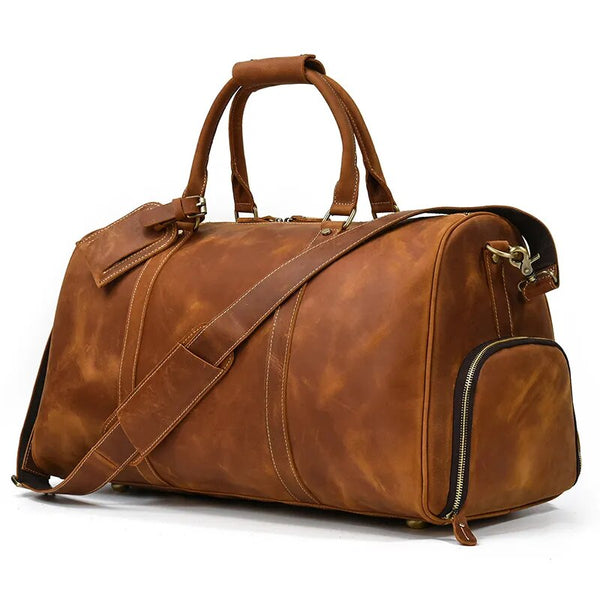 Crazy Horse Leather Large Capacity Travel Bag_B