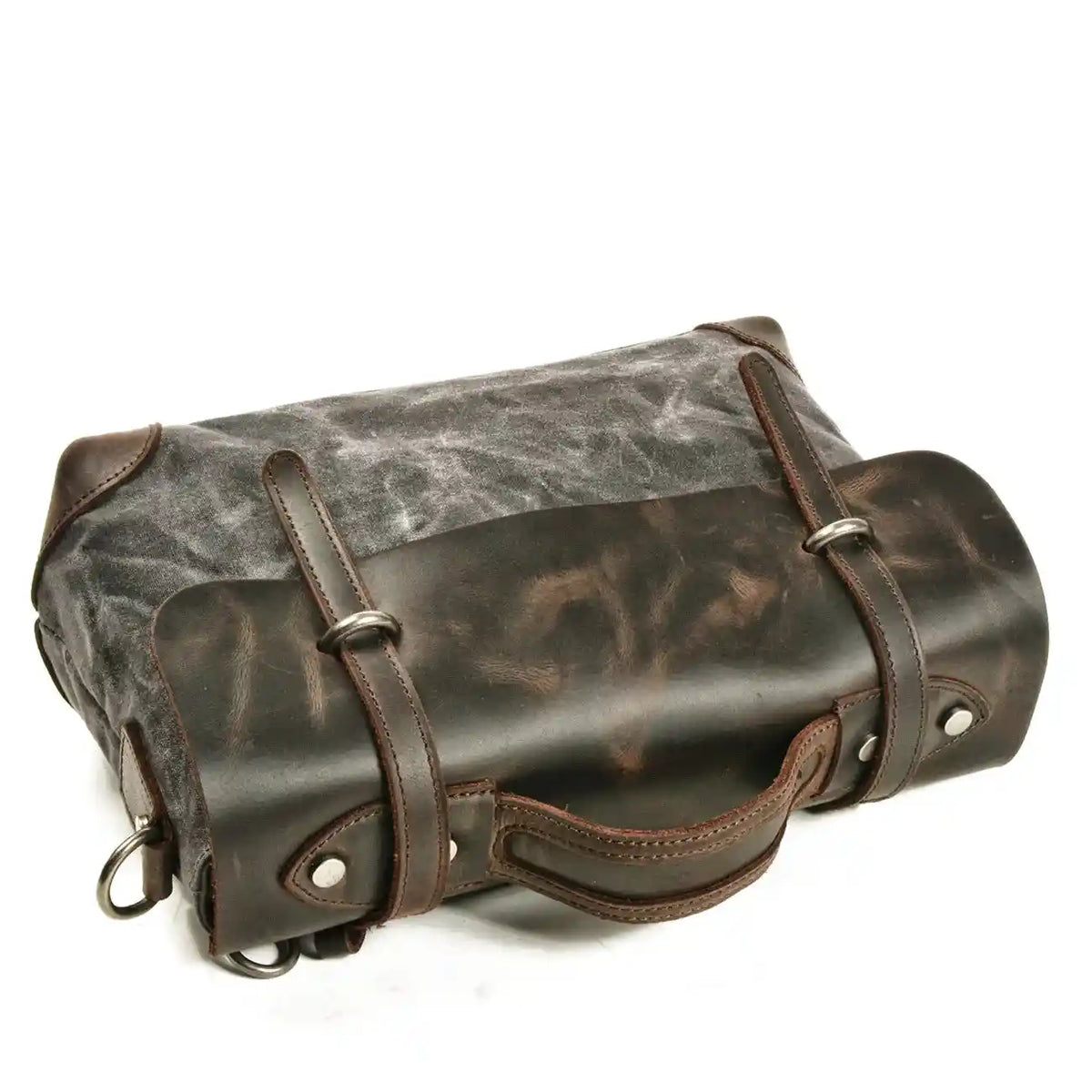 Bolsa de ombro em lona encerada e pele — Modelo B