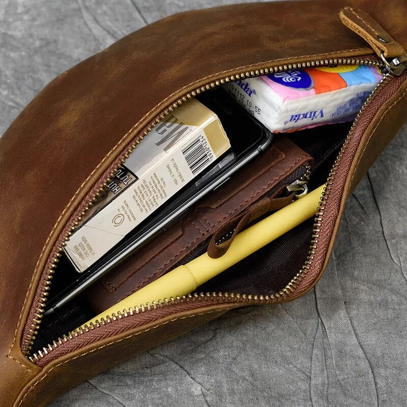 Bolsa para cinto em pele crazy horse — Modelo A