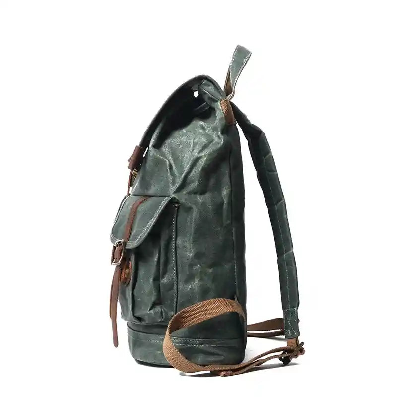 Rucksack aus gewachstem Canvas und Leder — Modell B