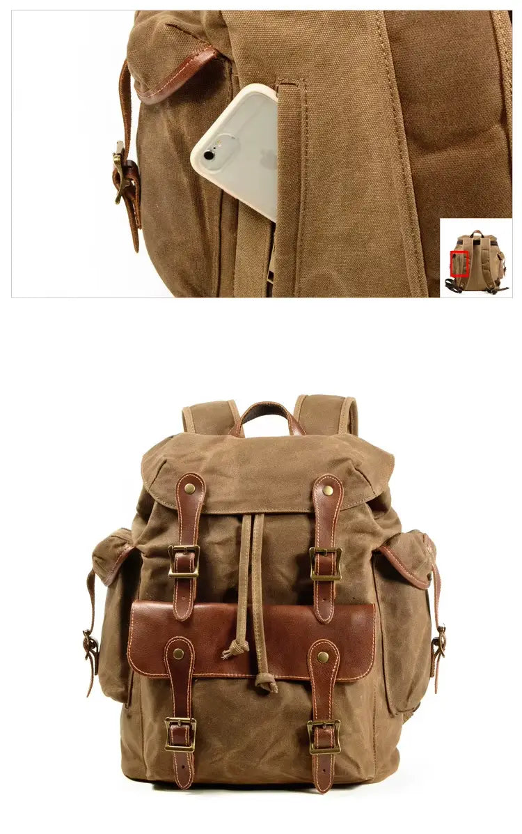 Rucksack aus gewachstem Canvas und Leder — Modell I