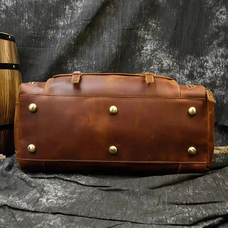 Reisetasche aus Crazy Horse-Leder — Modell P — Ansicht des Bodens