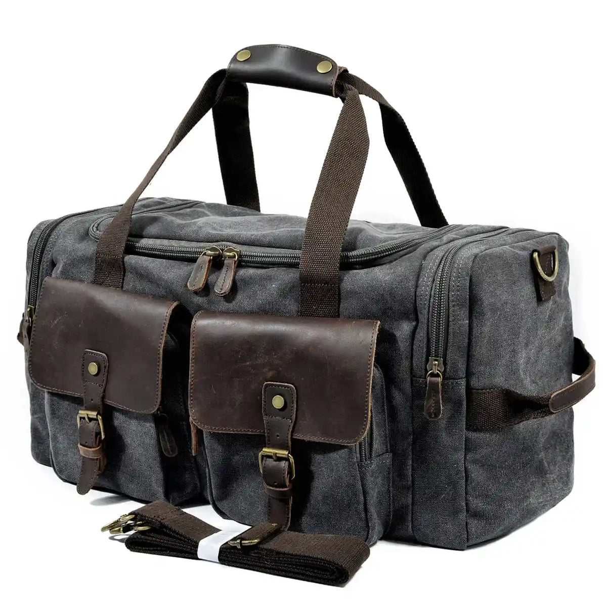 Duffle-Bag aus gewachstem Canvas und Leder — Modell B