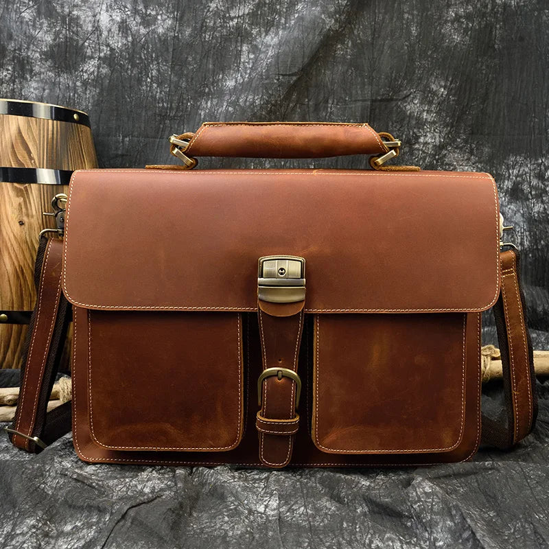 Crazy Horse Leather Briefcase/Business Bag_V