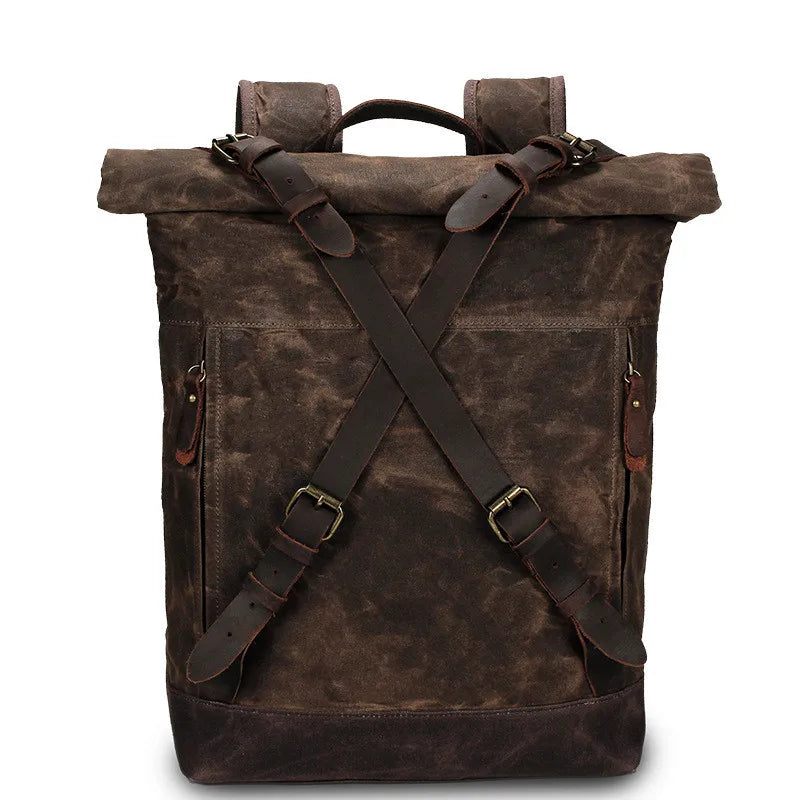 Rucksack aus gewachstem Canvas und Leder — Modell C — Produktansicht