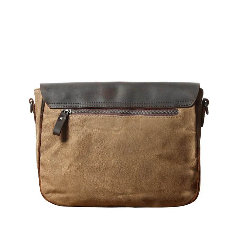 Waxed Canvas & Leather Shoulder Bag — Style D — Product image